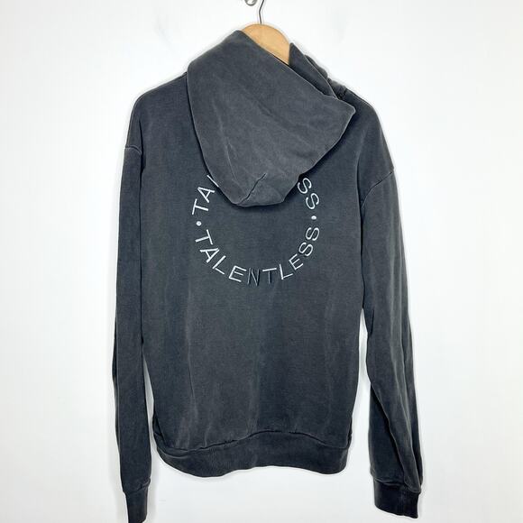 Talentless Hoodie Mens Size M Gray Acid Wash Pullover Cotton Embroidered Logo - Picture 6 of 6